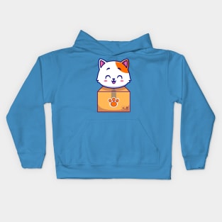 Cute Cat In Box Cartoon Kids Hoodie